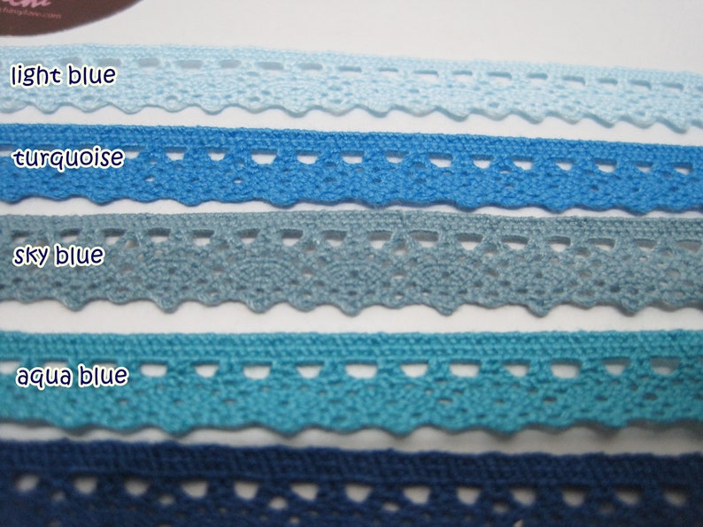 5 yards 3/8 Blue Crochet Lace Trim, Lace Trim, Crochet Lace Trim, Cotton Lace Trim, Blue trim, Lace Trim Ribbon, Wholesale trim, Blue lace image 3