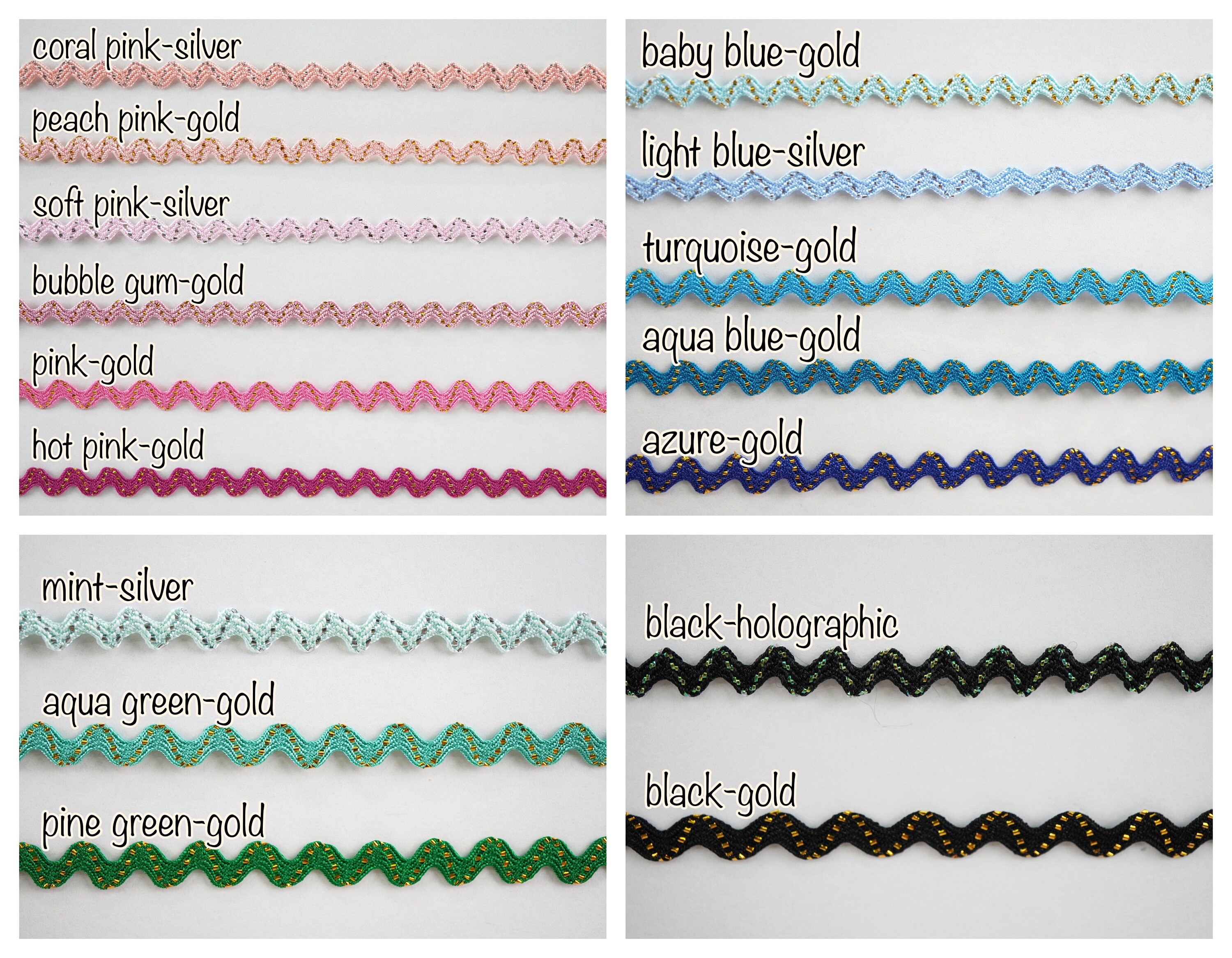 5 Yards Bright Yellow Tiny Rick Rack With Gold Metallic, Tiny Rick Rack ...