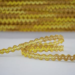 5 yards Multicolored Rick Rack with Gold Metallic, yellow rick rack, multicolored braided trim, multicolored braid, multicolored lace