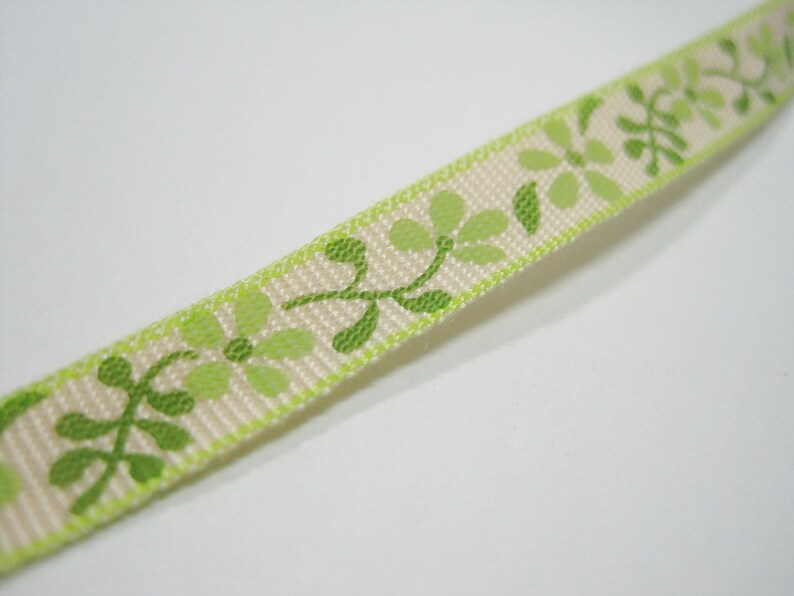 5 yards 38 Flower Ribbon Printed Ribbon green wholesale ribbons green ribbon floral ribbon hair bow ribbon FLower printed ribbon