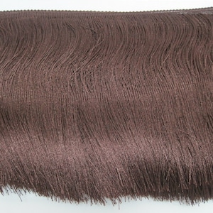 1 Yard 4&quot; to 10&quot; Dark Brown Chainette Fringe, Brown Trim, Fringe tassel trim, Chainette trim, brown, beige tassel trim ,brown chainette trim
