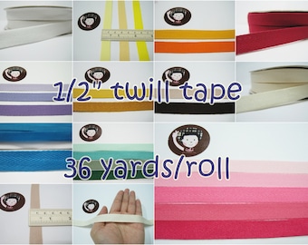 1 roll (36 yards) 1/2" Herringbone Tape, Cotton Tape, Cotton Twill Tape, Cotton Ribbon, Cotton, Wholesale Cotton Tape, twill tape for masks