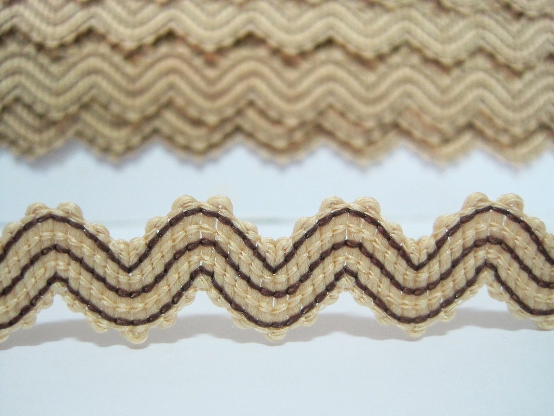5 Yards Brown Elastic Rick Rack Trim, Elastic Trim, Ric Rac Trim, Rick
