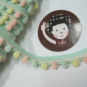 5 yards Mint Pink Sparkly Mini Pom Pom Trim, Pastel pom pom trim, Kleurrijke trim, pastel trim, sprankelende pom pom, veelkleurige pom pom trim