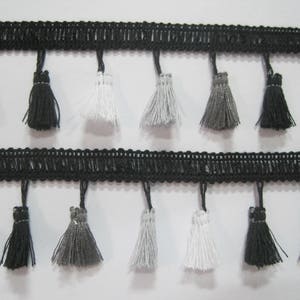5 yards 3.7 cm Multicolored Tassel Fringe, tassel trim, multicolored tassel trim, Tassel garland, boho trim, black tassel trim, gray tassel