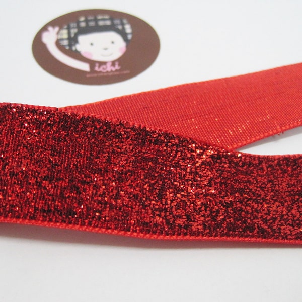 5 mètres 2,5 cm de ruban scintillant rouge, large ruban scintillant, fil scintillant, ruban métallique, paillettes rouges, ruban rouge, ruban scintillant rouge, rouge métallique
