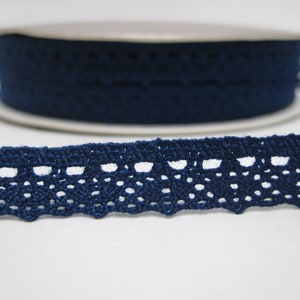 5 yards 3/8 Blue Crochet Lace Trim, Lace Trim, Crochet Lace Trim, Cotton Lace Trim, Blue trim, Lace Trim Ribbon, Wholesale trim, Blue lace Navy Blue