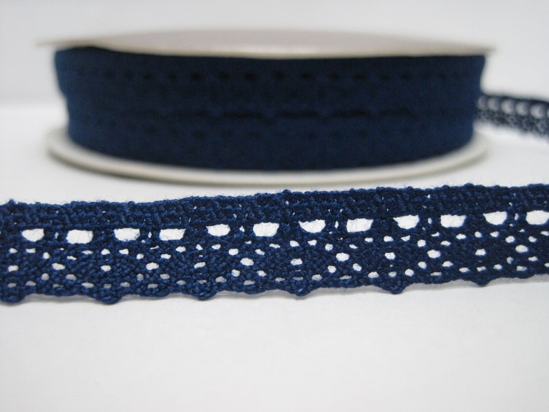 5 yards 3/8 Blue Crochet Lace Trim, Lace Trim, Crochet Lace Trim, Cotton Lace Trim, Blue trim, Lace Trim Ribbon, Wholesale trim, Blue lace Navy Blue