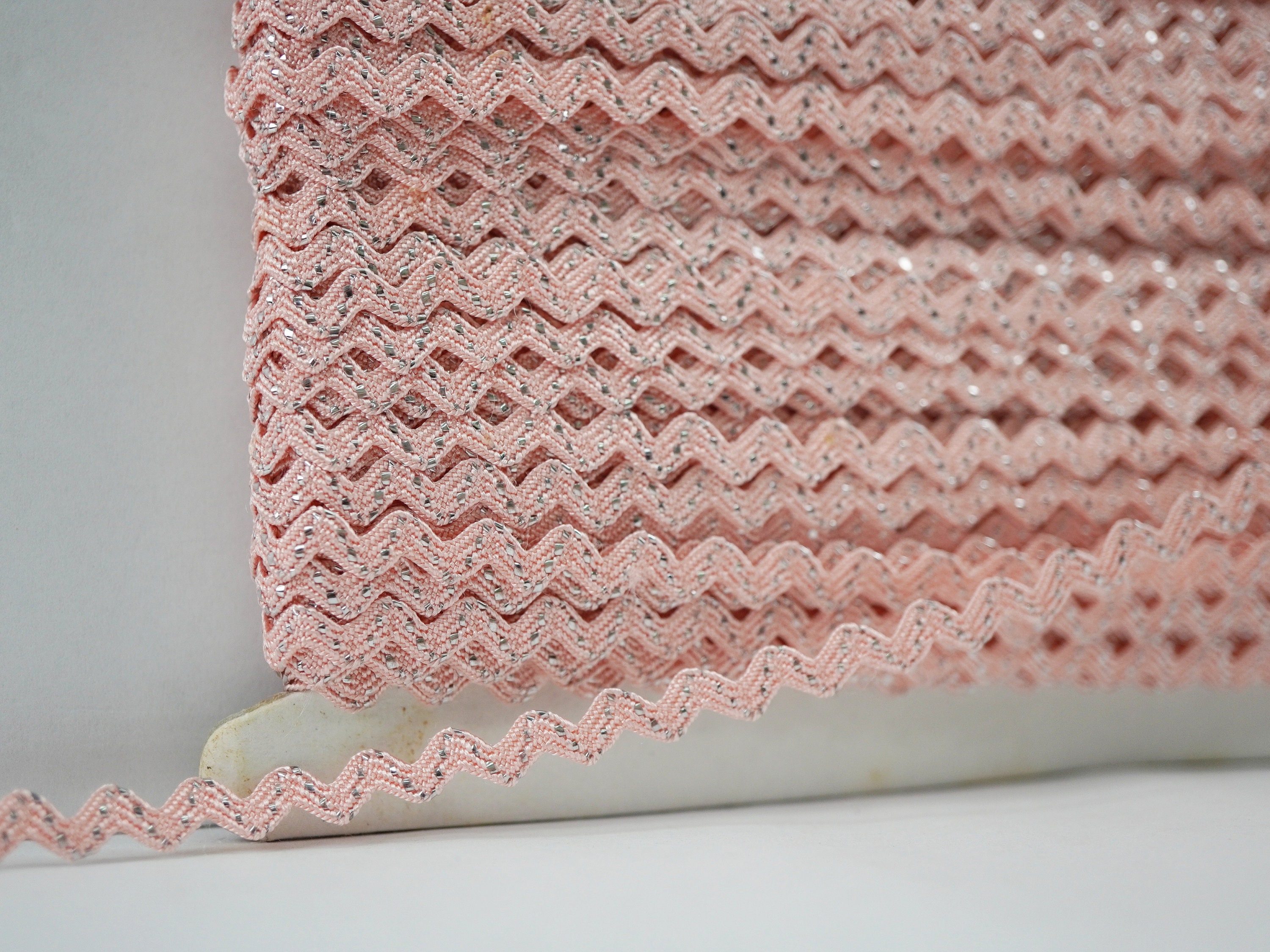 5 Yards Pink Tiny Rick Rack With Gold Metallic, Tiny Rick Rack, Mini ...