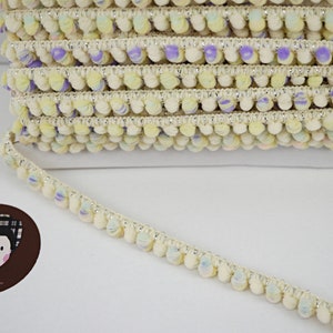 5 yards Cream Multicolored pom pom trim, pom pom fringe, pom pom decorations, pom pom trim, pom pom clothes, cream pom pom trim, cream pom