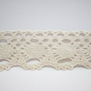 5 yards 100% Wide Cotton Lace Trim, Cotton Lace Trim, Unbleached Cotton Trim, Cotton braided, natural trim, ivory braided,cotton dress lace
