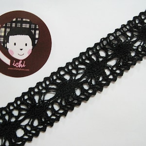 Black Thread Trim, Cotton Lace Trim, Circle Wheel Trim, Trim by 5 Yards,  Approx. 15mm Wide 