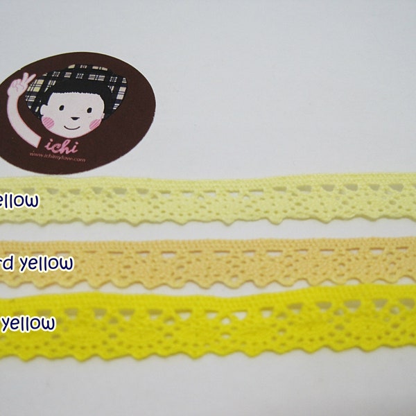 5 yards 3/8" bordure en dentelle au crochet jaune, bordure en dentelle, bordure en dentelle au crochet, bordure en dentelle de coton, ruban de bordure en dentelle, dentelle jaune, bordure en dentelle jaune