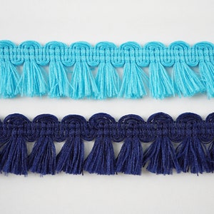 5 jardas azul fosco mini borla guarnição, guarnição de borla fosca, guarnição azul, guarnição de atacado, mini borla azul, franja de borla azul, mini franja de borla