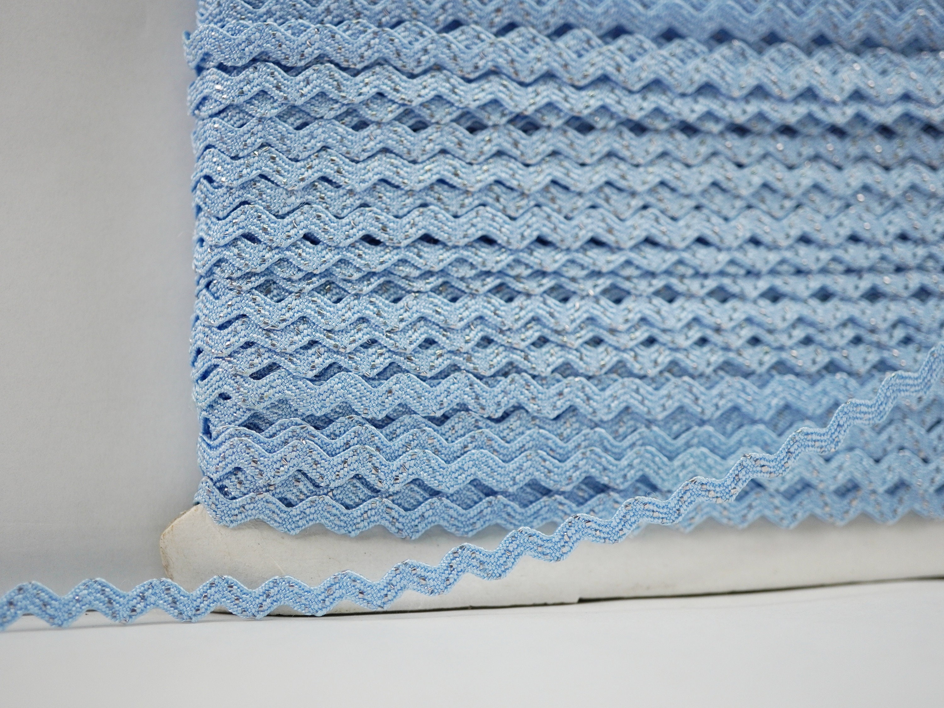 5 Yards Blue Tiny Rick Rack With Gold Metallic, Tiny Rick Rack, Mini ...