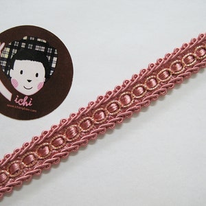 5 Yards 1/2&quot; Rose Pink Gimp Braid Trim, Gimp Braid, Braided Gimp Trim, Scroll Braid Trim, Chinese Braided Trim, pink trim, vintage trim