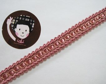 5 Yards 1/2" Rose Pink Gimp Braid Trim, Gimp Braid, Braided Gimp Trim, Scroll Braid Trim, Chinese Braided Trim, pink trim, vintage trim
