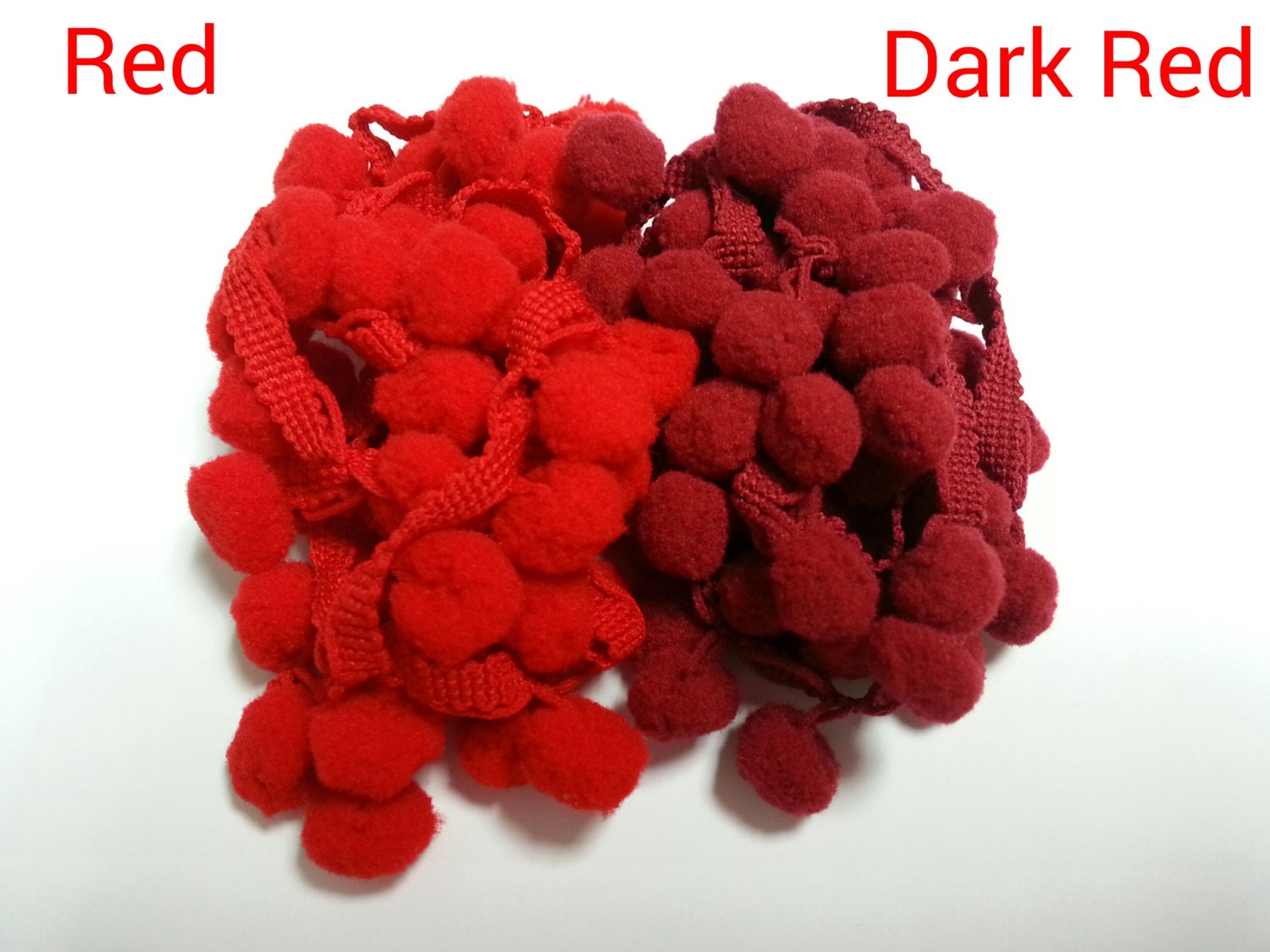 5 Yards Ruby 1.2 Cm Pom Pom Trim, Red Pom Pom Trim, Ruby Pom Pom Trim,  Wholesale Trim, Dark Red, Large Pom Pom, Red Pom Pom Fringe, Red Trim 