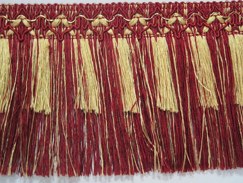 1 Yard 4 RedGold Long Tassel Fringe Red Trim Red Etsy