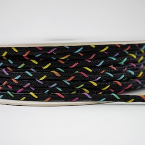 5 yards Black Sprinkles Soutache cord, soutache braid, shiny cord, flat cord, shiny braid, shiny flat braid, black cord,black soutache braid
