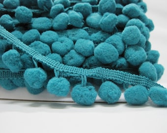 5 Yards 1.2 cm Pom Pom Trim, Teal pom pom trim, green pom pom trim, Trim Lot, Wholesale, teal pom pom fringe, blue pom pom trim, ball fringe