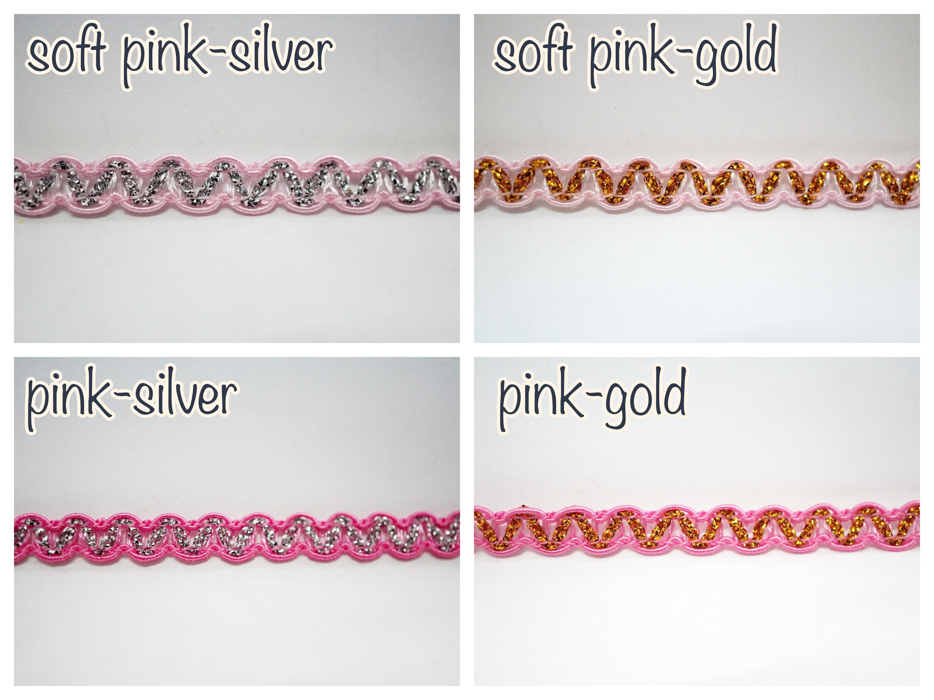 5 Yards Pink Rick Rack With Silver/gold Metallic, Pink Trim, Pink Rick ...