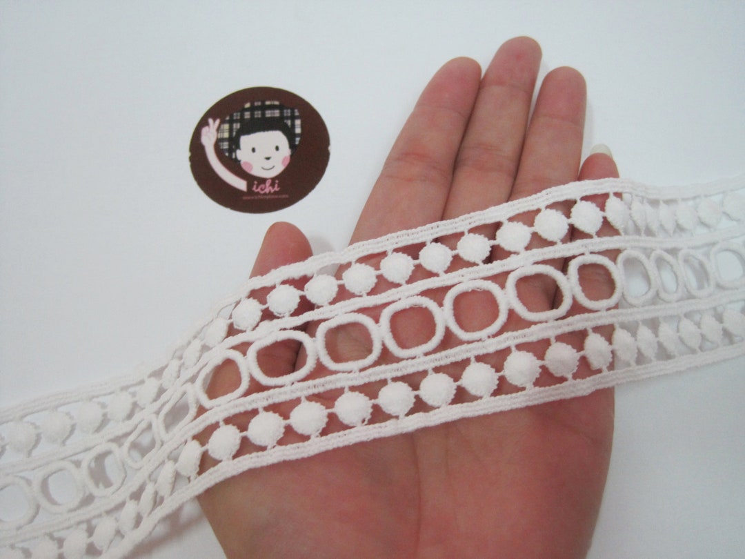 5 Yards White Round Loop Lace, White Flat Ball, White Lace Trim, Cotton ...