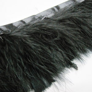 1 Yard Fur trim, Black Bird Fringe, Bird feather Trim, Turkey Feather Fringe, Feather trim, Feather Fringe, Black tassel fringe, black trim