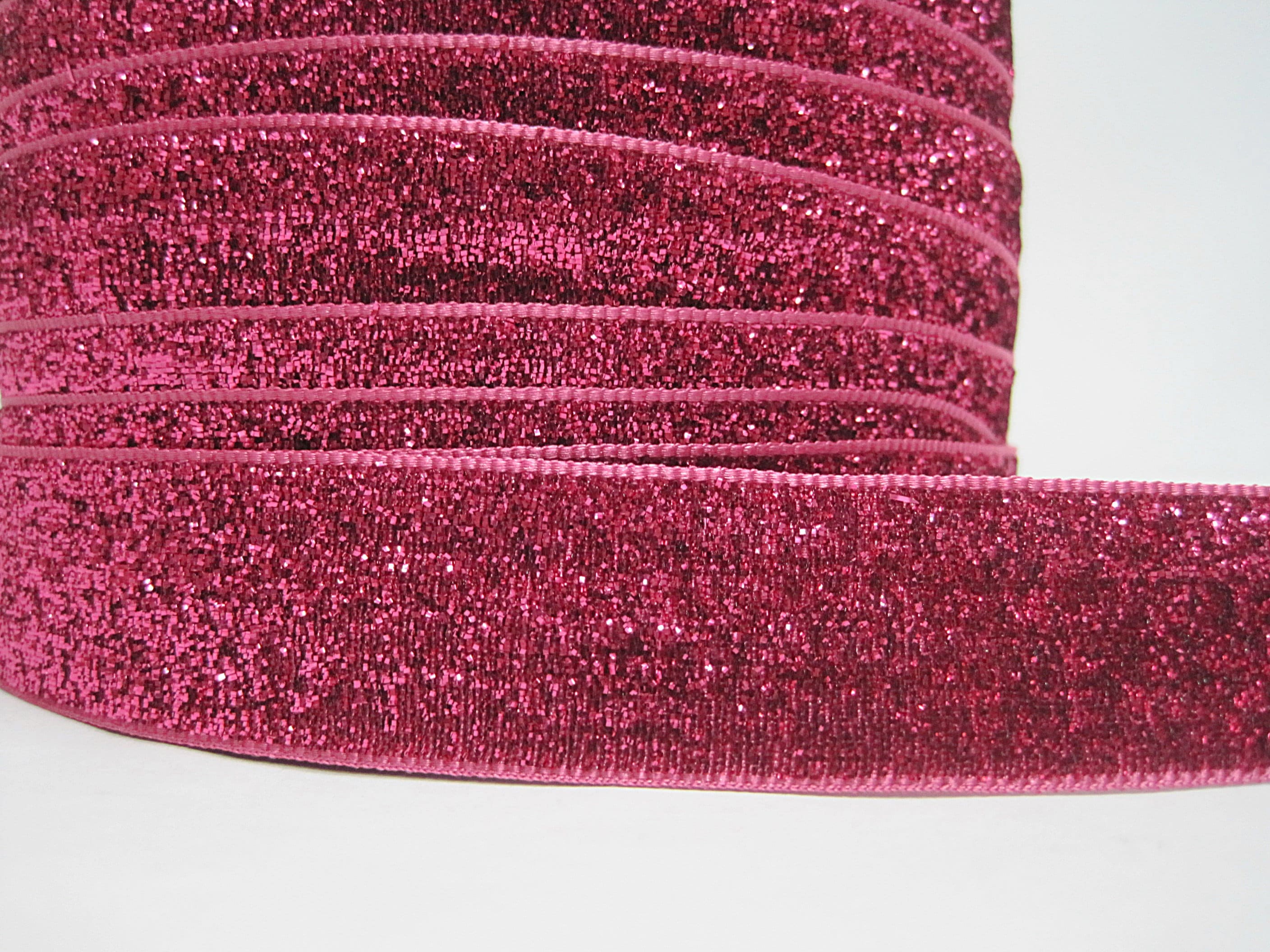 5 Yards 1 Wide Hot Pink Glitter Ribbon Velvet Ribbon Etsy