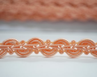 5 jardów warkocza łososiowego 1/2" (1/2"), warkocza granatowego, plecionego wykończenia, wykończenia warkocza w kształcie spirali, chińskiego wykończenia warkocza, wykończenia vintage