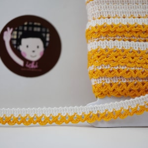 5 yards Orange-White lace, 2 tone lace, lace trim, lace trim ribbon, doll clothing, sewing lace, decorating lace, white lace, orange lace
