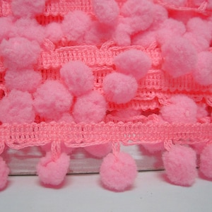 5 yards Pink Mini Pom Pom, Mini Pom Pom Trim, pink pom pom, Wholesale trims, hot pink pom pom trim, pink mini pom, pink trim, pink fringe