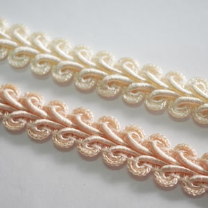 5 Yards 1/2&quot; Cream Gimp Braided Trim, Gimp Braid, Braided Cord, Braided Gimp Trim, Scroll Braid Trim, Chinese Braided Trim, ivory gimp braid