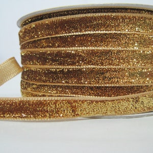 5 Yards 3/8&quot; Gold Metallic Glitter Ribbon, Glitter yarn, Metallic ribbon, Yellow Velvet Ribbon, Gold Glitter, Gold, Gold ribbon,Ribbon lot