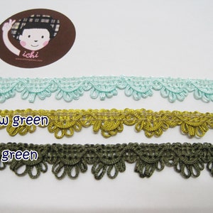 5 yardas 1/2" borde de encaje festoneado verde