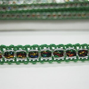5 yardas 5/16" Adorno de trenza verde-plateada, trenza de galón, adorno de galón trenzado, trenza de voluta, adorno metálico plateado, trenza de galón verde, adorno de encaje verde