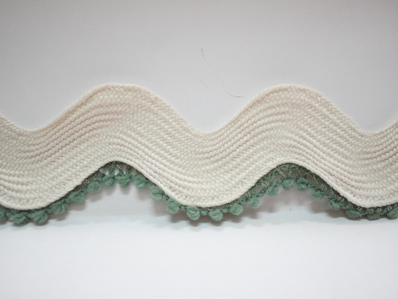 5 Yards Ivory Jumbo Rick Rack Trim With Olive Green Tiny Pom Pom - Etsy