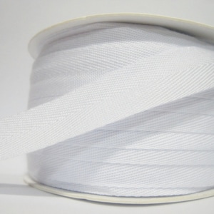 5 yards 3/4&quot; White Wide Herringbone Tape, White, White Cotton Tape, Cotton Ribbon, Cotton Twill Tape, Wholesale Ribbon,White twill tape