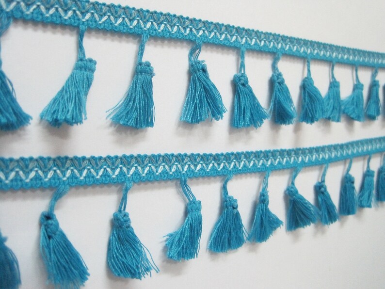 tassel trim blue trim boho trim blue tassel fringe 5 yards Turquoise Boho Tassel Fringe Tassel garland blue fringe blue tassel trim