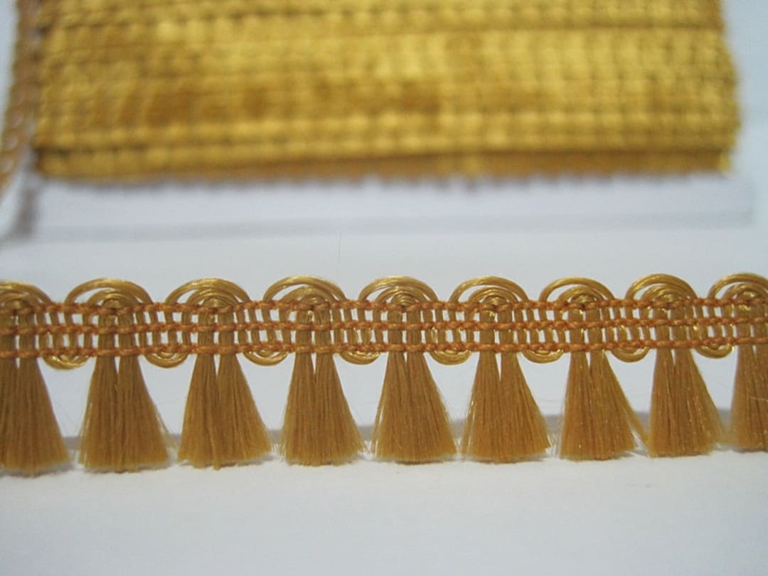 5 Yards Classic Gold Mini Tassel Trim, Gold Trim, Gold Tassel Trim