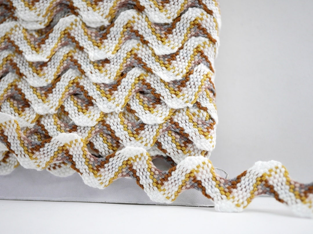 5 Yd White Brown Rick Rack, Multicolored Rick Rack, Woven Rick Rack ...