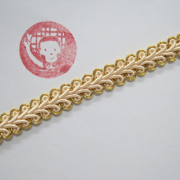 5 Yards 1/2" Vanilla Gimp Braided Gold Metallic Edge Trim