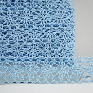 5 yards 3/4" Light Blue Delicate Lace Trim, Crochet lace trim, Wide Lace, dress lace, ribbon lace, lace trim, decorative lace, wedding lace