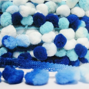 Uxcell Pom Pom Trim Ribbon - 0.5 Inch Wide Light Blue Ball Fringe For DIY Sewing, Crafts, Curtains, Clothes (8.5 Yards)