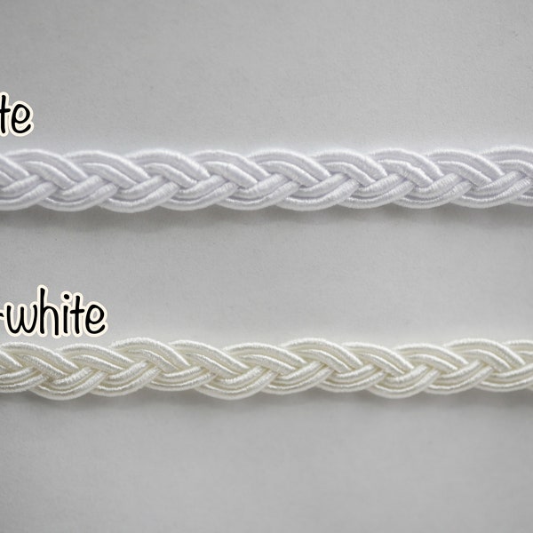 5 Yards 1/4" White Braided Cord, White Cord, Flat Braided Cord, Flat Cord, Braided headband, braided bracelet, plait cord, white braid cord