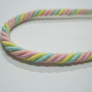 5 yds 5 mm Pastel Twist Cord, Braided cord, soutache cord, twisted cord rope trim, jewelry making cord, pink cord, blue twisted cord, pastel