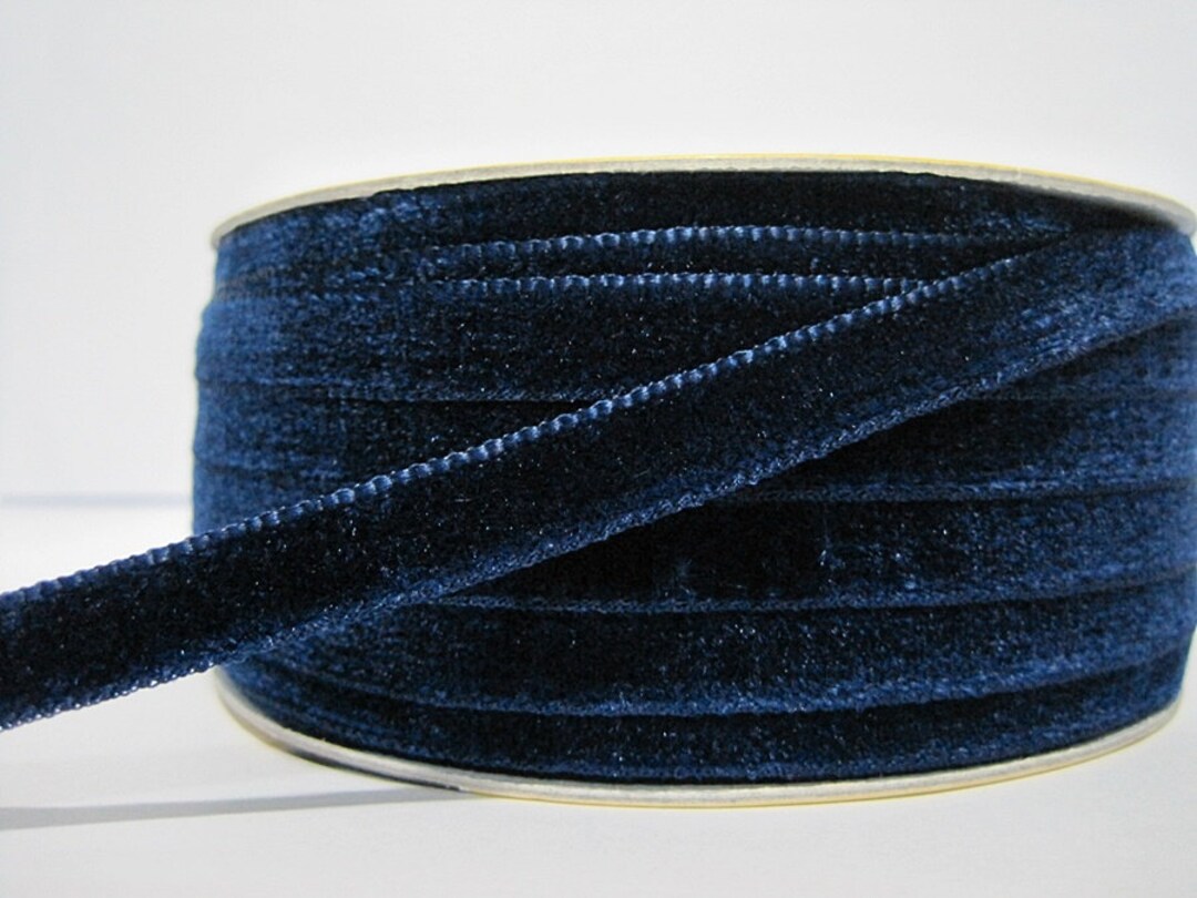 5 Yards 3/8 Navy Blue Velvet Ribbon, Blue Ribbon, Ribbon Lot, Wholesale