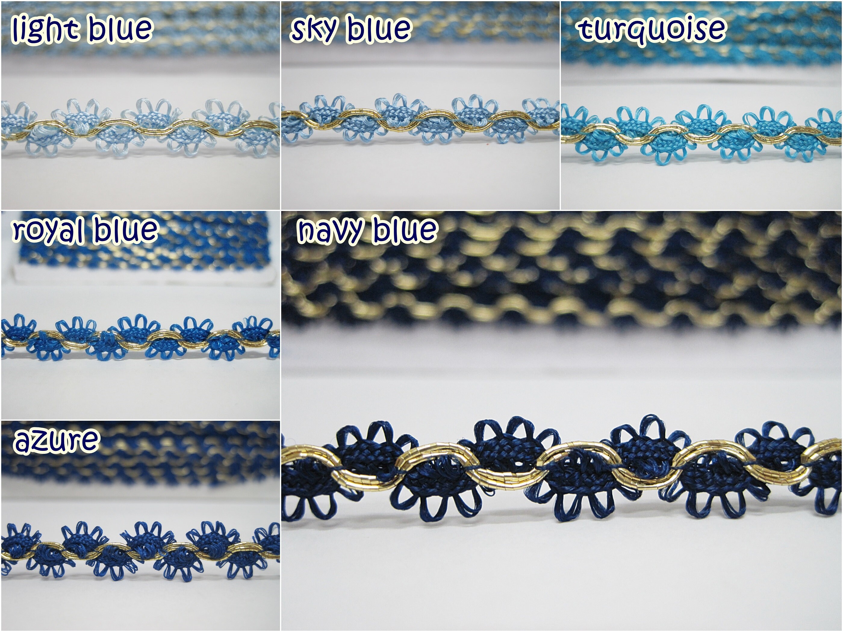 5 Yards Silver Picot Rick Rack With Gold Braided, Gray Trim, Gray Picot ...