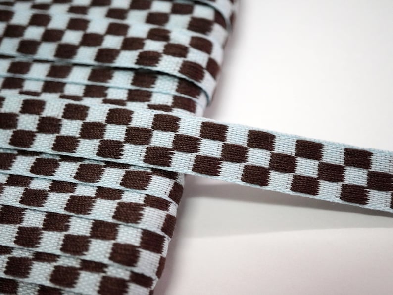 5 Yards Blue Checkered Ribbon, Chequered Ribbon, Check Ribbon, Gingham ...