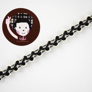 5 Yards 3/8&quot; Black Gimp Braid with Cream Edge, Gimp Braid, Braided Gimp Trim, Scroll Braid Trim, Chinese Braided Trim, vintage trim